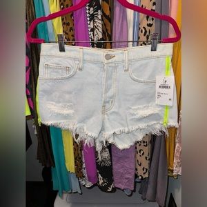 NWT Free People x Sandrine Rose Shorts with Side Neon Green Zippers Size 27